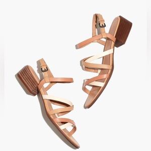 Madewell The Lori Sandal in Colorblock Leather AH728 Size 8 brown